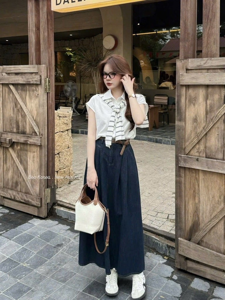 SET ÁO CHÂN VÁY XOÈ KÈM KHĂN NỮ