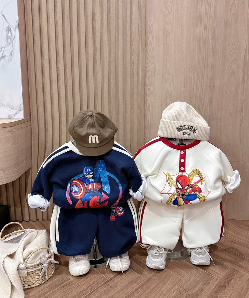 SET BỘ DÀI NỈ SIÊU NHÂN MARVAL 2 MÀU PHỐI BÉ TRAI