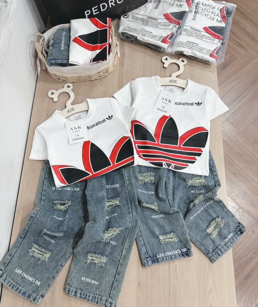 SET QUẦN JEAN BASKETBALL RÁCH BÉ TRAI