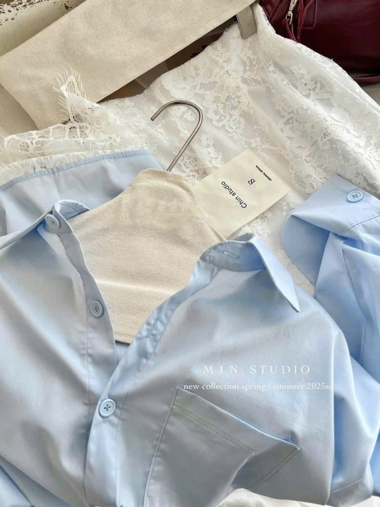 SET ÁO XANH PHỐI CHÂN VÁY REN TRẮNG NỮ