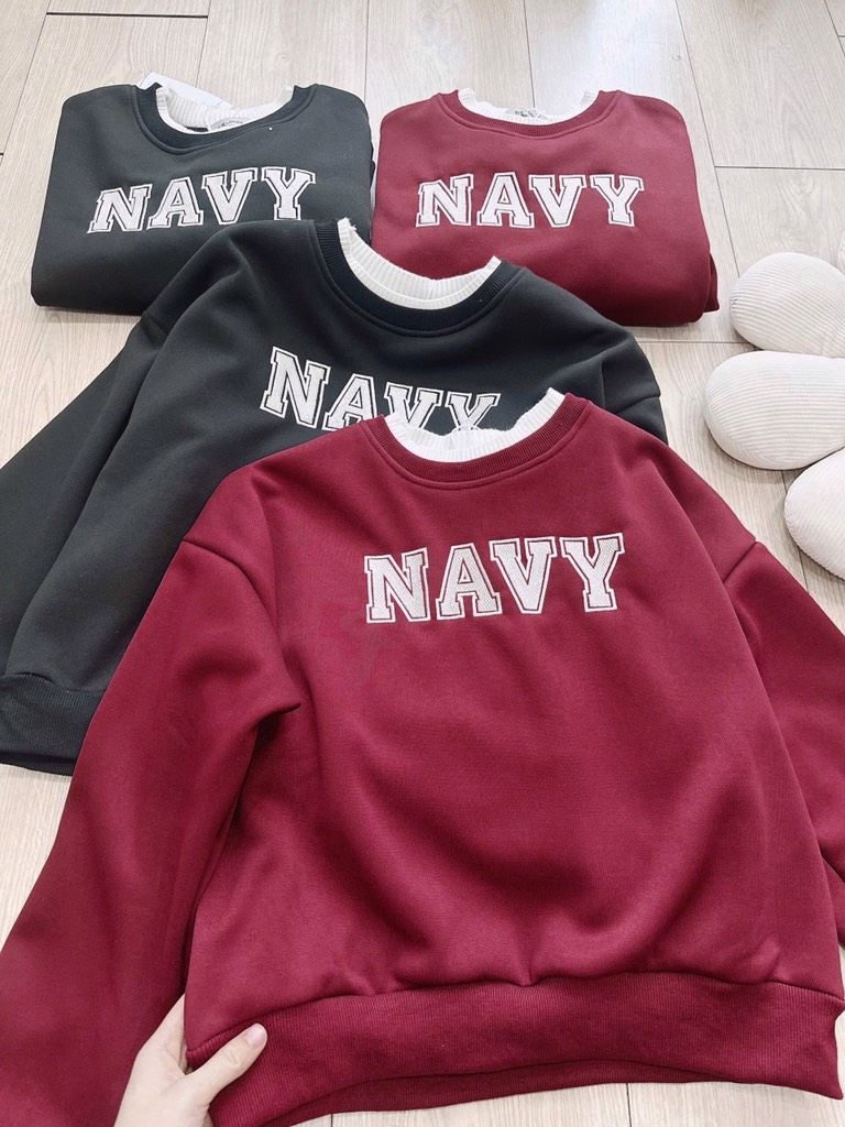 SET NỈ LÓT LÔNG NAVY PHỐI LEN HÀNG QC NỮ THU ĐÔNG SẴN (SALE 199k)