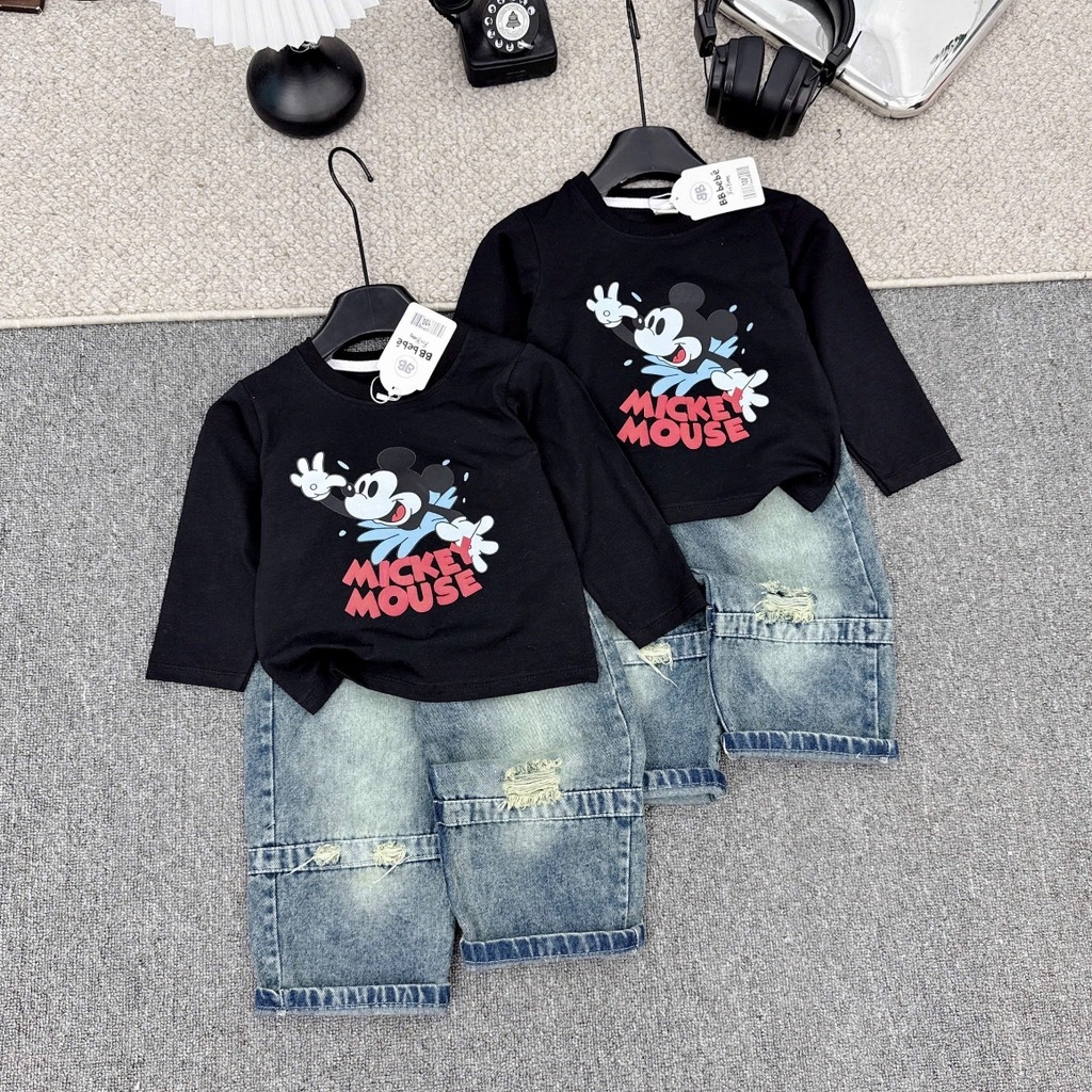 SET BỘ DÀI ÁO MICKEY QUẦN BÒ BÉ TRAI