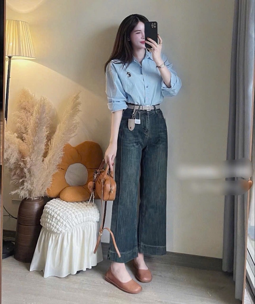 ÁO SƠ MI THÊU MICKEY 3 MÀU NỮ SẴN