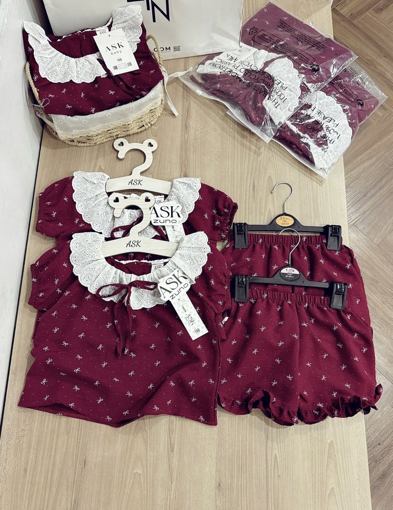 SET BÈO CHẤT ĐŨI ĐỎ ĐẬM BÉ GÁI (SALE 62k)