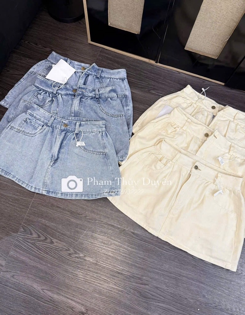 CHÂN VÁY BÒ NỮ DÁNG NGẮN 2 MÀU