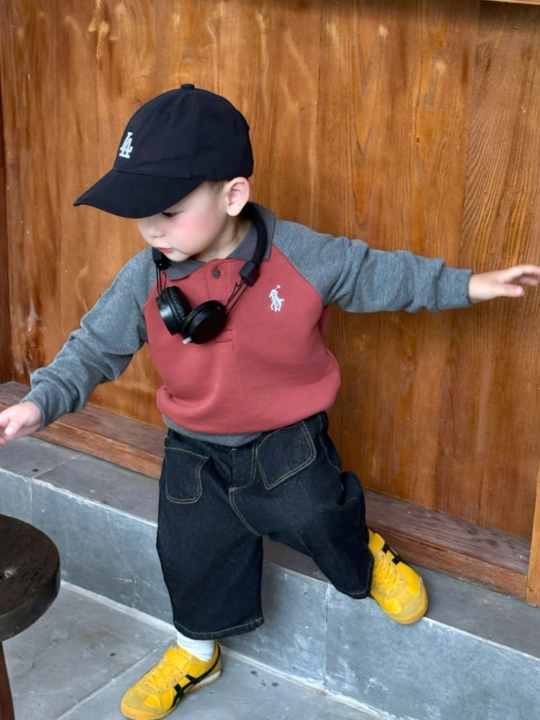SET 3 ÁO NGỰA DÁNG BOM CỔ TRỤ DÀI TAY BÉ TRAI SẴN