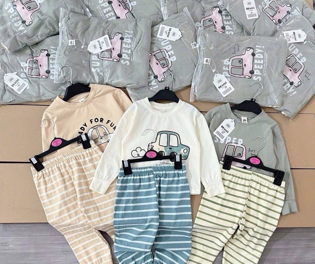 SET 3 BỘ DÀI TAY TONE BE CAM XANH BÉ TRAI