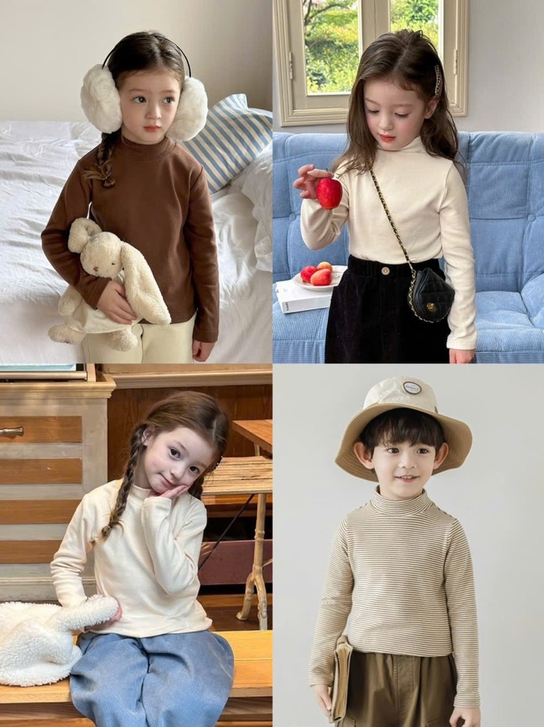 COMBO 4 ÁO GIỮ NHIỆT CỔ CAO DÀI TAY BÉ GÁI