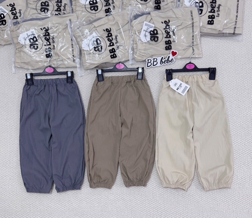 SET 3 QUẦN GIÓ DÀI TONE BE GHI NÂU BÉ TRAI