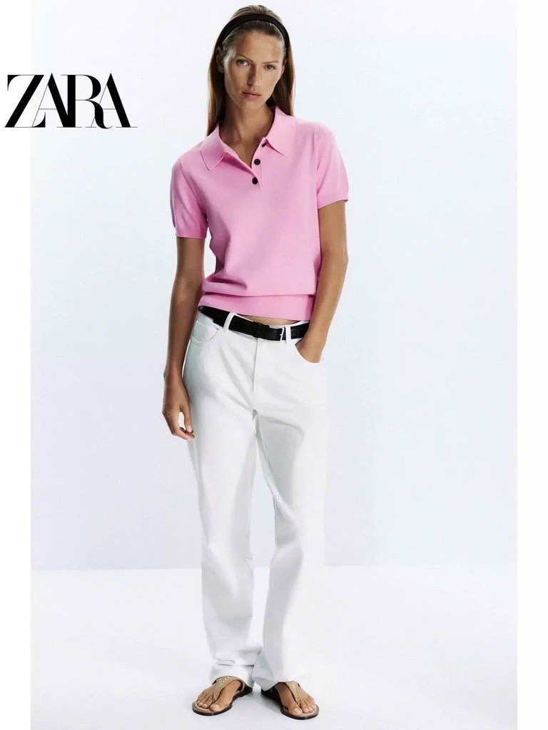 ÁO LEN POLO HỒNG CỘC TAY NỮ