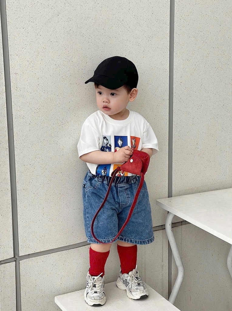 SET ÁO PHÔNG TRẮNG SIÊU NHÂN MIX QUẦN SOOC BÒ BÉ TRAI SẴN(XẢ 69k)