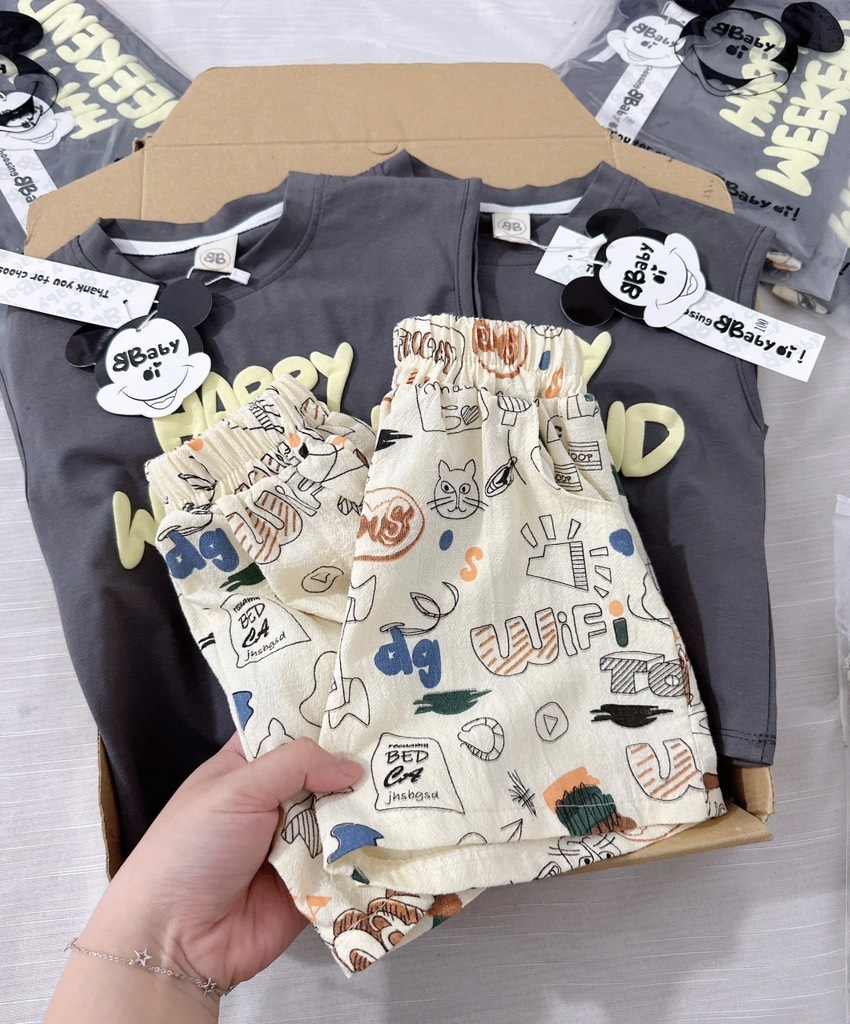 SET CỘC WEEKEND XÁM BÉ TRAI (xả 59k )