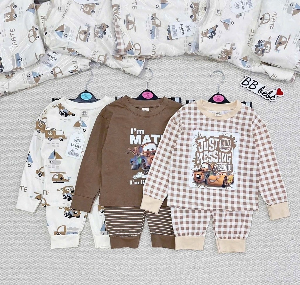 SET 3 BỘ DÀI BÉ TRAI TRẮNG KẺ NÂU