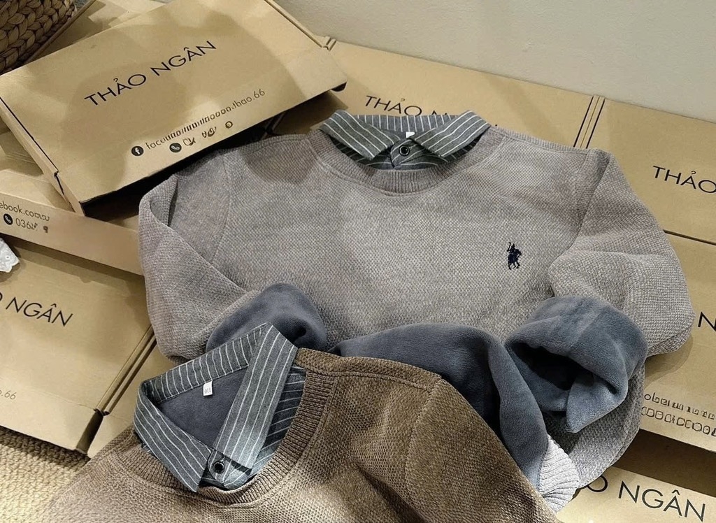 ÁO NGỰA PHỐI CỔ SƠ MI NAM THU ĐÔNG