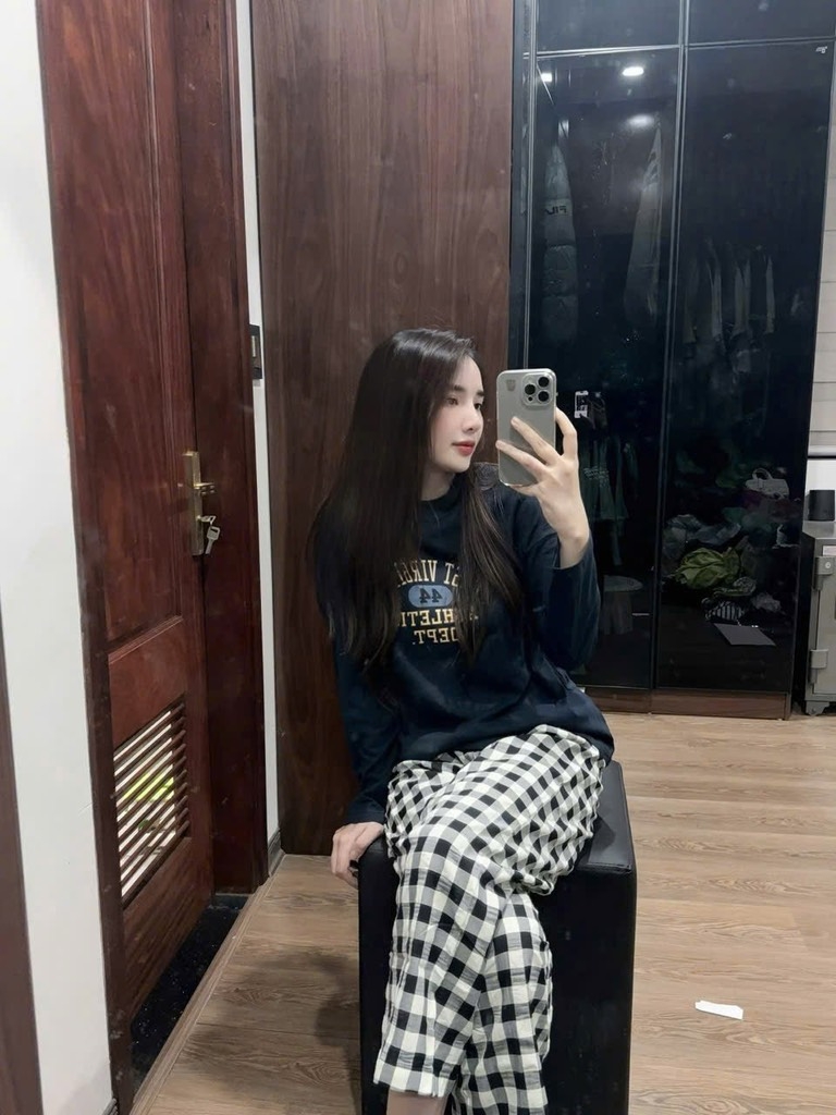 SET BỘ DÀI ÁO THAN COTTON QUẦN KẺ WEST NỮ THU ĐÔNG
