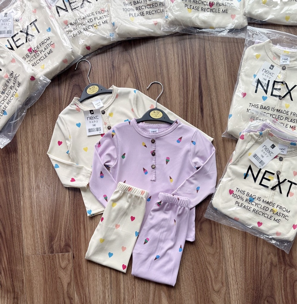 SET 2 BỘ DÀI BÉ GÁI LEN TĂM KEM TIM TÍM BE SẴN