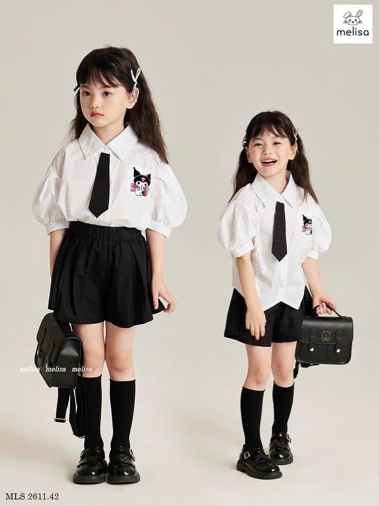 SET CỘC ÁO SƠ MI TRẮNG KÈM QUẦN VÁY KURUMI BÉ GÁI SẴN( xả 69k)