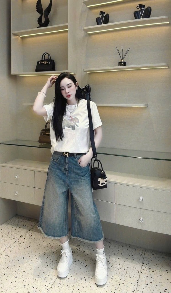 SET NGỐ JEANS NỮ CHÂN RUA MIX PHÔNG GIẤY VOI SẴN