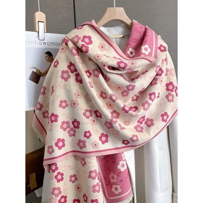 KHĂN MŨ - KHĂN CHOÀNG HOA ANH ĐÀO HỒNG NỮ THU ĐÔNG