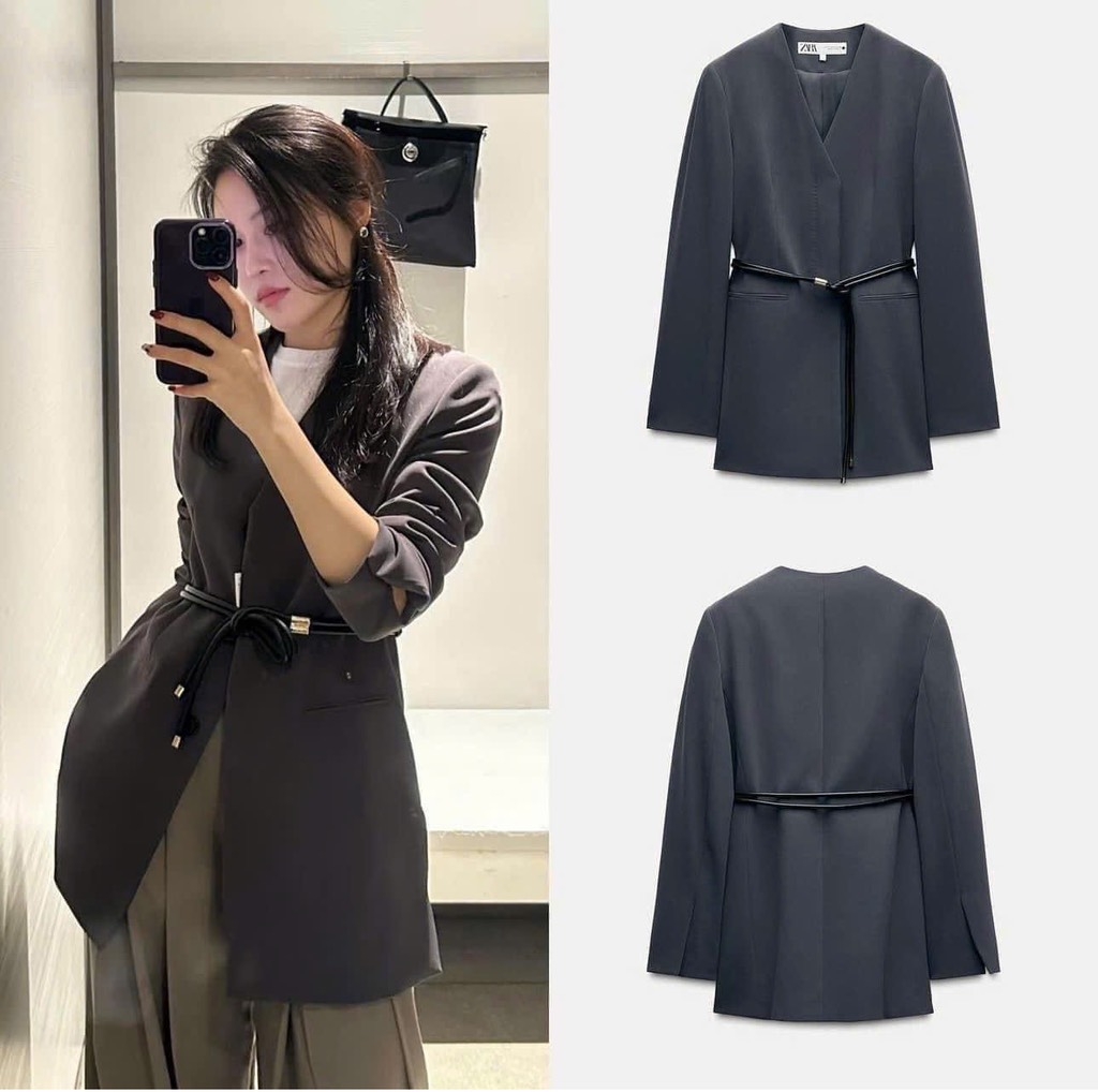 ÁO VEST NỮ ZARA KÈM ĐAI THU ĐÔNG SẴN