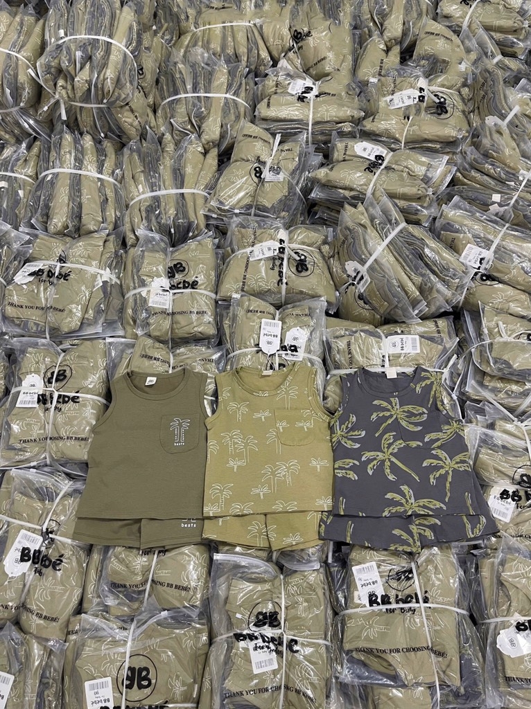 SET 3 BỘ BA LỖ CÂY DỪA TONE XANH RÊU BÉ TRAI SẴN(SALE 125k))