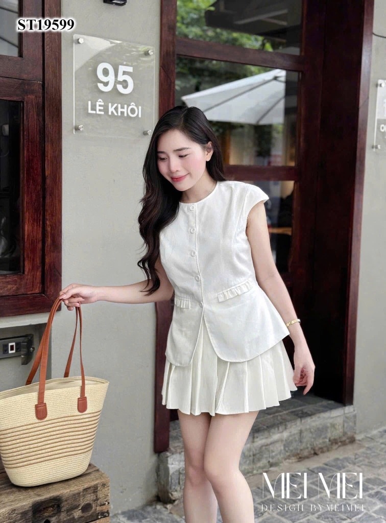 SET LIEN KÈM CHÂN VÁY NGẮN XẾP LY NỮ