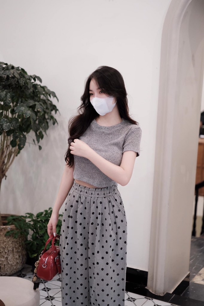 SET ÁO TĂM PHỐI QUẦN CHẤM BI NỮ
