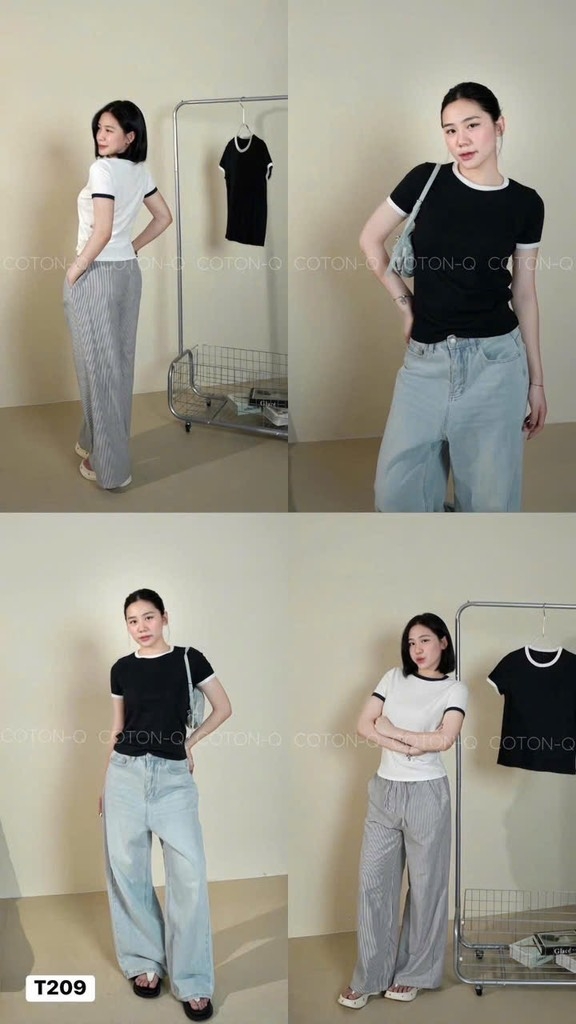 SET 2 ÁO ZIP VIỀN TRẮNG ĐEN NỮ SẴN