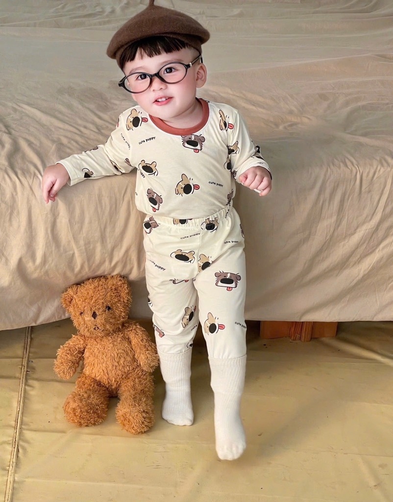 SET 2 BỘ DÀI COTTON CUTE PUPPY SIÊU CƯNG BÉ TRAI