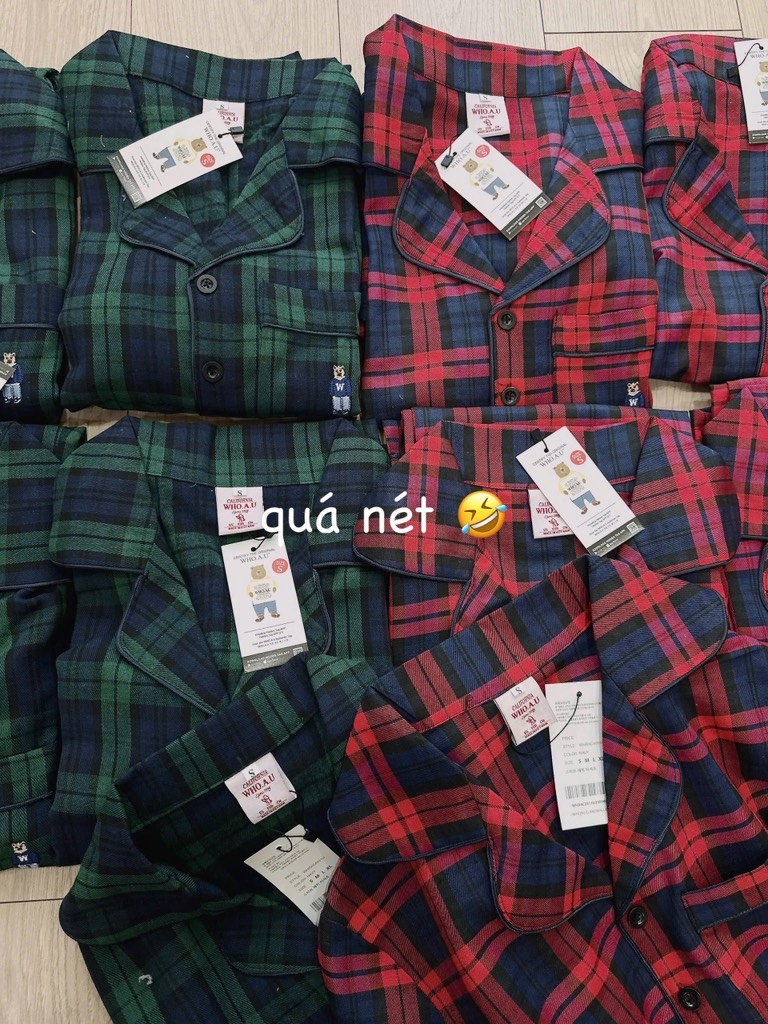 SET KẺ GẤU WHOU VIỀN TÚI NAM NỮ THU ĐÔNG SẴN (SALE 159k)