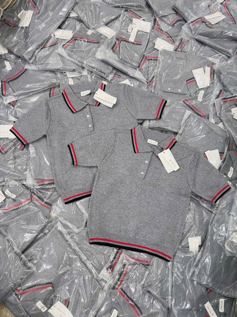 ÁO POLO LEN XÁM VIỀN SỌC NỮ SẴN ( SALE 110k)