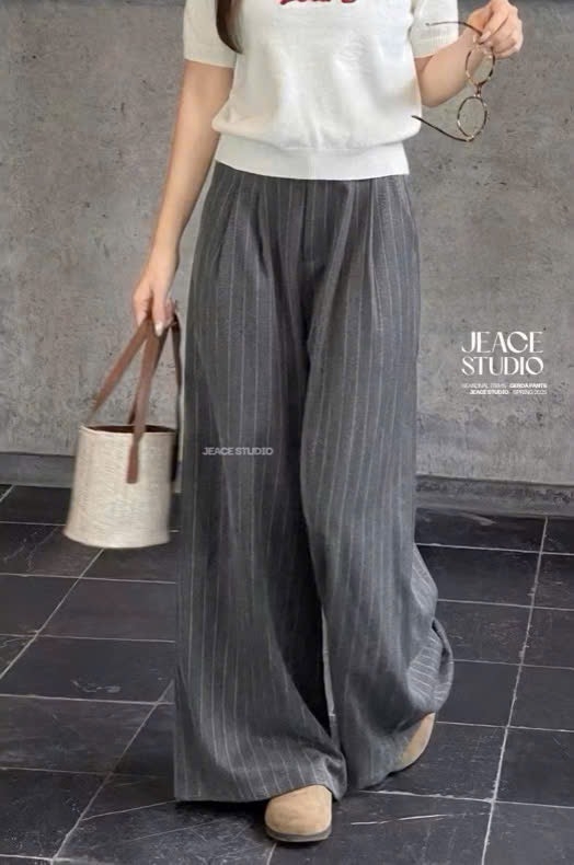 QUẦN SUÔNG KẺ SỌC 2 MÀU BUỘC NƠ NỮ