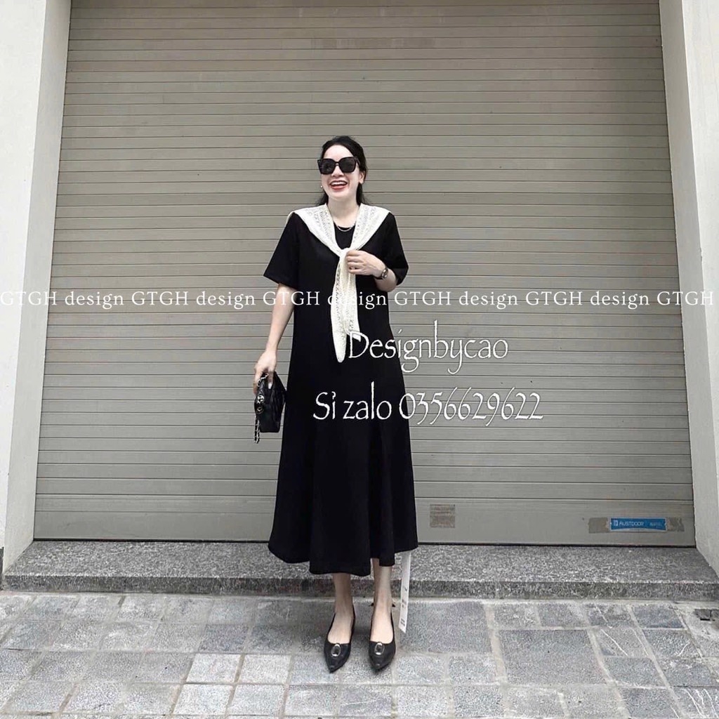 VÁY SUÔNG ĐEN KÈM KHĂN NỮ SẴN