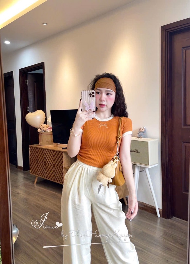 SET BỘ NỮ THÊU NƠ ÁO MIX QUẦN DÀI REN GẤU SẴN (SALE 99k)