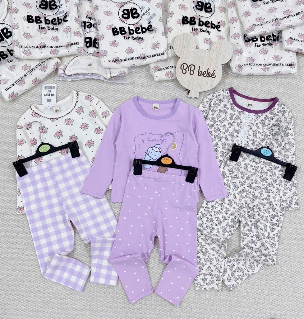 SET 3 BỘ DÀI HOA NHÍ GOODNIGHT TONE TÍM BÉ GÁI