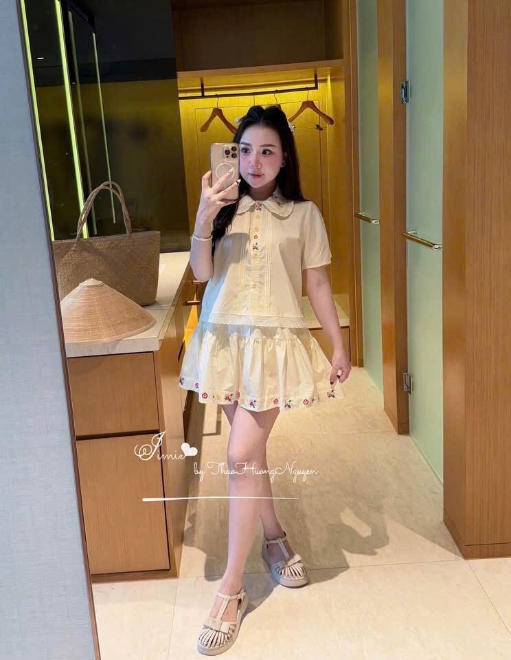 SET BỘ ÁO THÊU HOA PHỐI REN CV NỮ