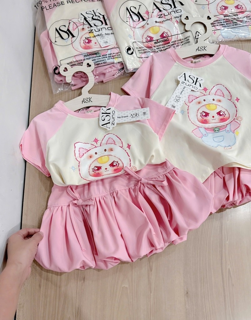 SET BỘ BB3 HỒNG CV NƠ BỒNG BÉ GÁI SẴN