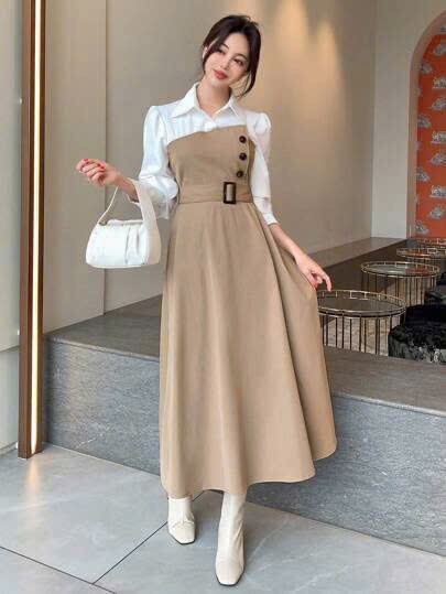 VÁY KAKI PHỐI ĐAI EO SẴN( XẢ 120k)