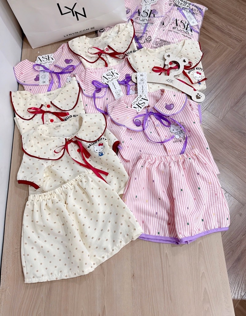 SET 2 BỘ BÈO BÈO CHẤM BI TÍM BE BÉ GÁI