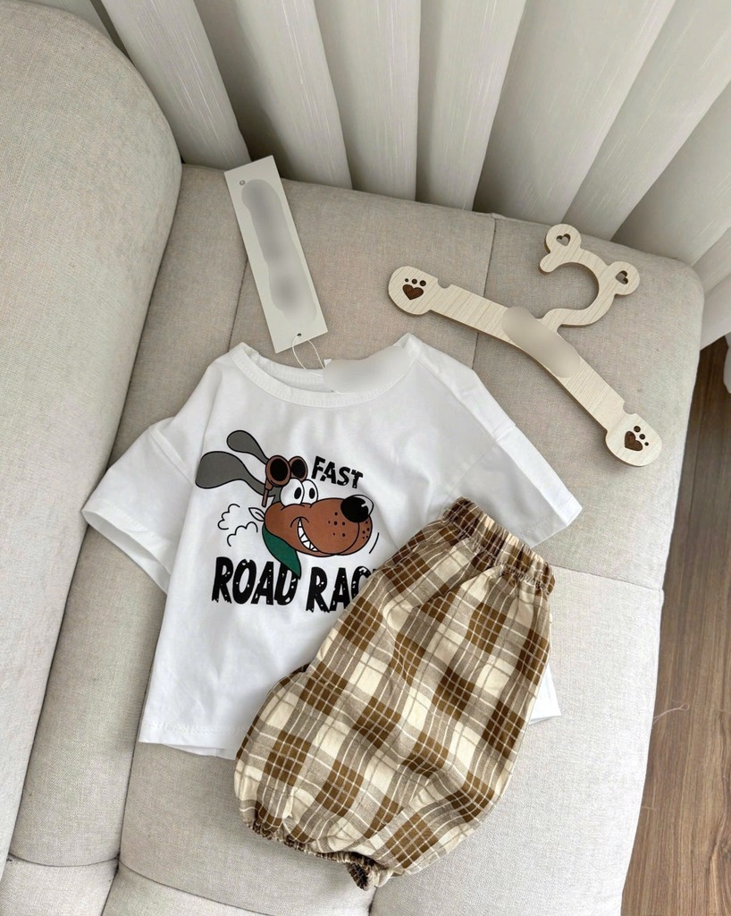 SET ÁO COTTON QUẦN ĐŨI FAST ROAD RACE CHO BÉ
