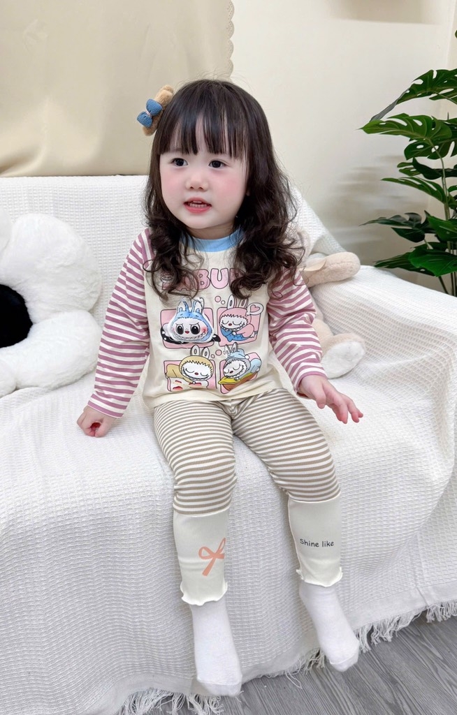 SET DÀI LABABU ĐÍNH NỔI ĐÁNG YÊU – MỀM MỊN CHUẨN COTTON XỊN BÉ GÁI