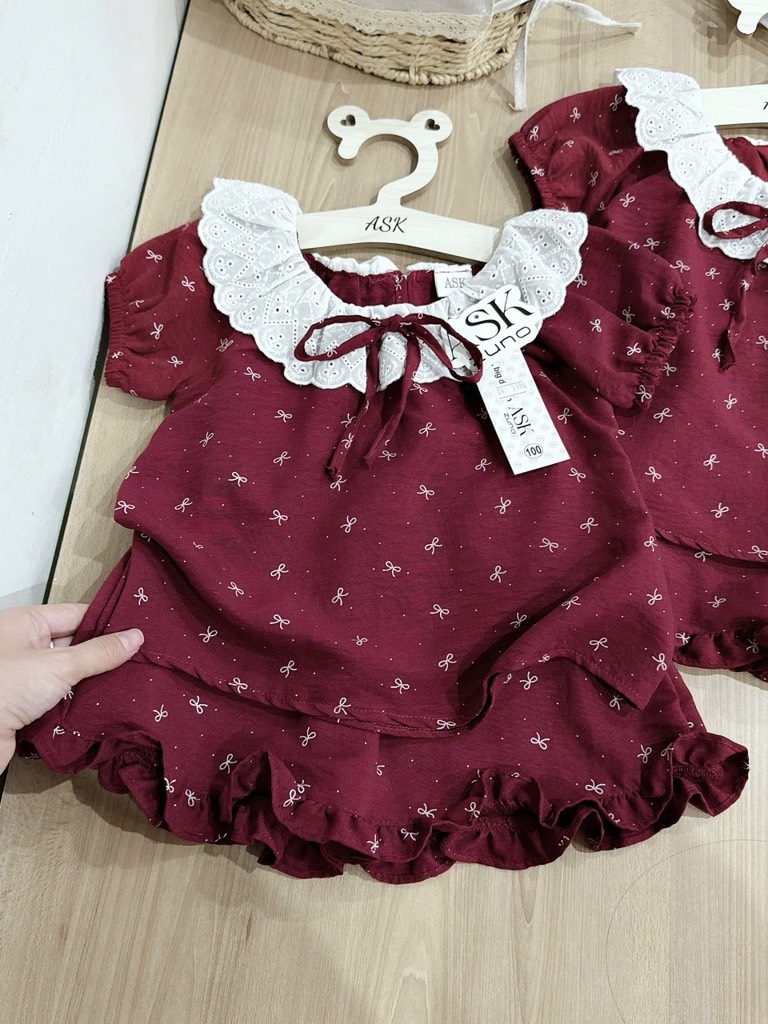SET BÈO CHẤT ĐŨI ĐỎ ĐẬM BÉ GÁI (SALE 62k)