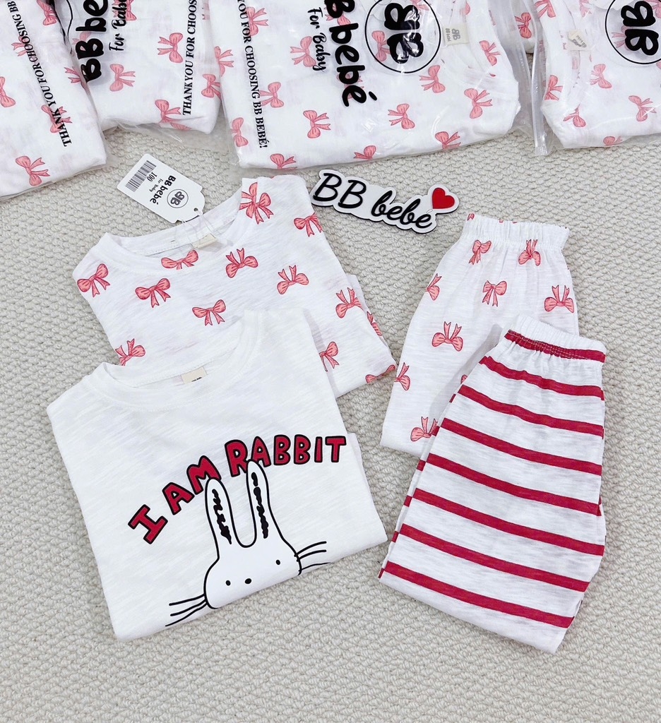 SET 2 BỘ DÀI XƯỚC NƠ THỎ BÉ GÁI(XẢ 85k)