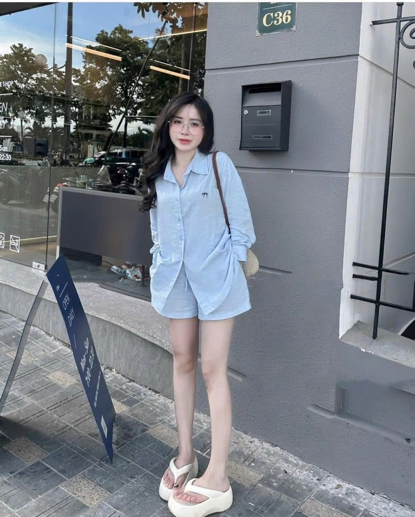 BỘ ĐŨI NƠ LINEN DÀI TAY NỮ SẴN