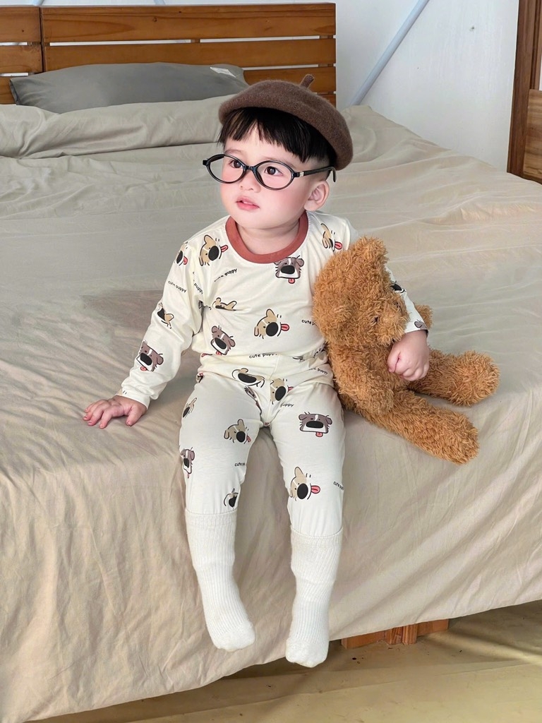 SET 2 BỘ DÀI COTTON CUTE PUPPY SIÊU CƯNG BÉ TRAI