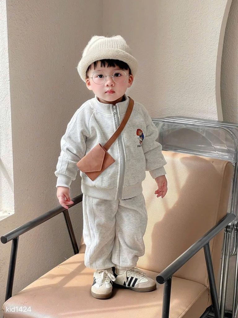 SET BỘ DÀI NỈ GẤU PADDINGTON ĐỎ XÁM BÉ TRAI