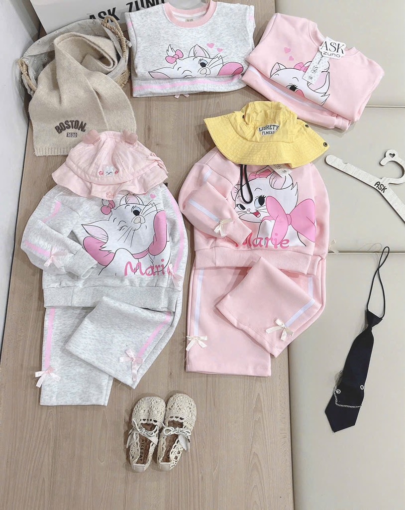 BỘ DÀI NỈ HAI DA MÈO MARIE HỒNG XÁM BÉ GÁI