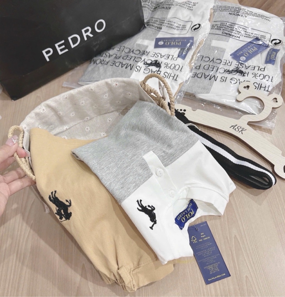 SET CỘC POLO THÊU NGỰA KÈM ĐAI BÉ TRAI SẴN (XẢ 69k)