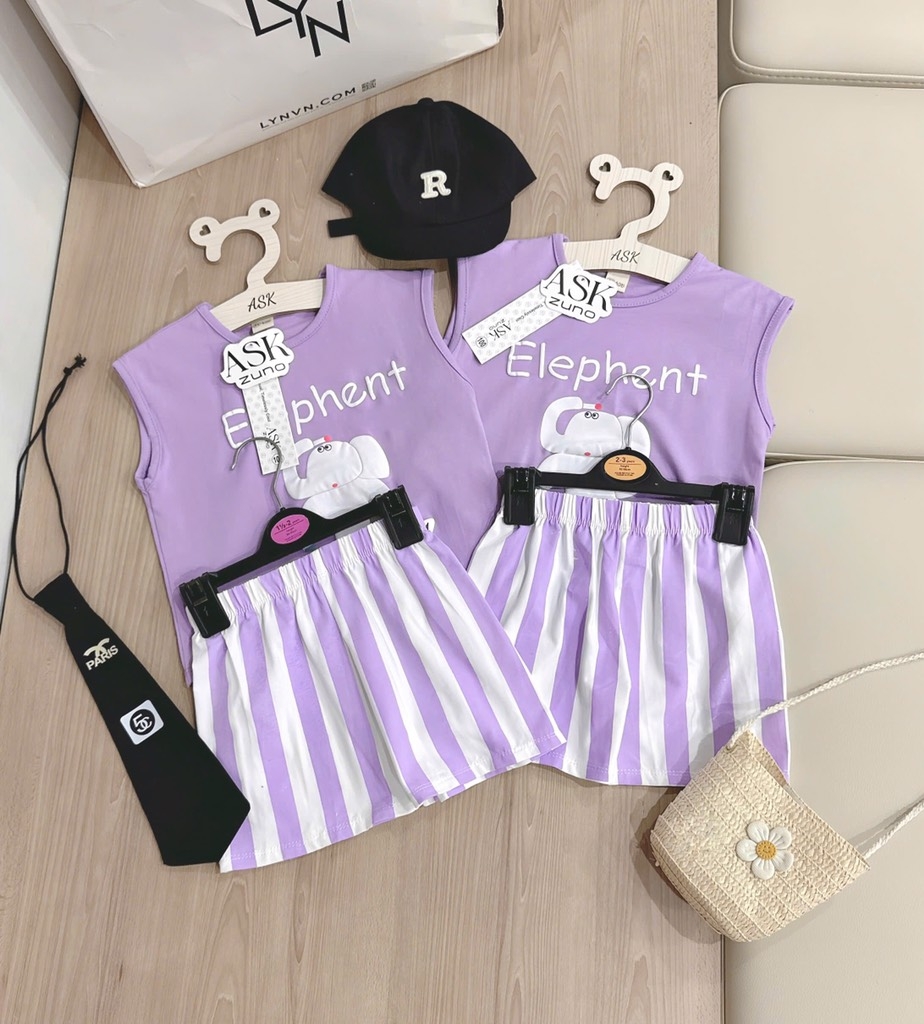 BỘ ELEPHENT VOI TÍM BÉ GÁI