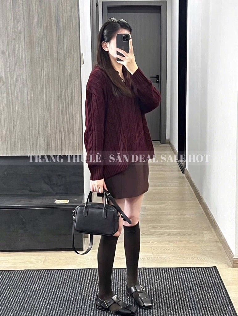 ÁO LEN ZÀ RÁ MÀU ĐỎ MẬN SIU TÔN DA NỮ